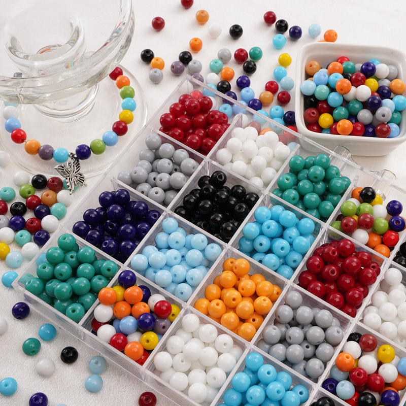 8 mm staklene jednobojne retro okrugle perle za DIY nakit – slobodne perle za narukvice i ogrlice