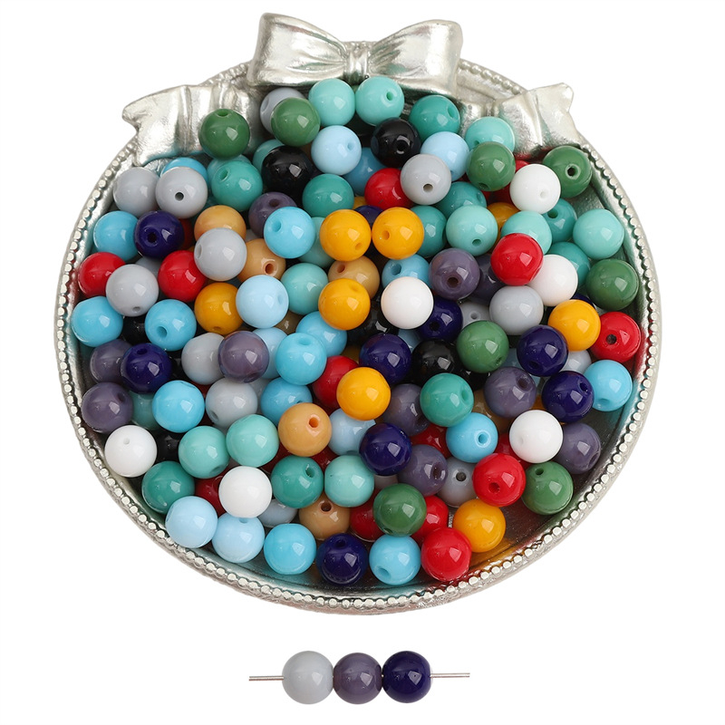 8 mm staklene jednobojne retro okrugle perle za DIY nakit – slobodne perle za narukvice i ogrlice