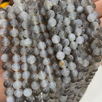 Elektroplatirane prozirno sivo popcorn agat kuglice, narukvica i ogrlica za DIY nakit