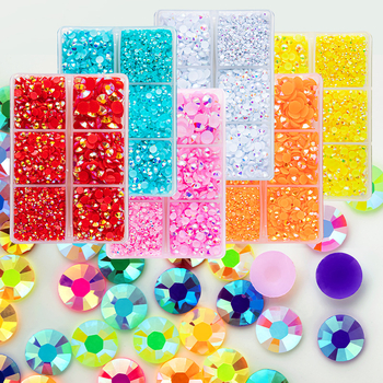Set od šest dijelova smolnoga jelly vrtaljki za DIY manikuru i ukrašavanje kućišta mobitela, AB smola, višestruke fasete, ravno dno