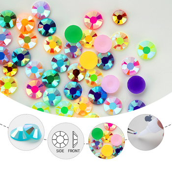 Set od šest dijelova smolnoga jelly vrtaljki za DIY manikuru i ukrašavanje kućišta mobitela, AB smola, višestruke fasete, ravno dno