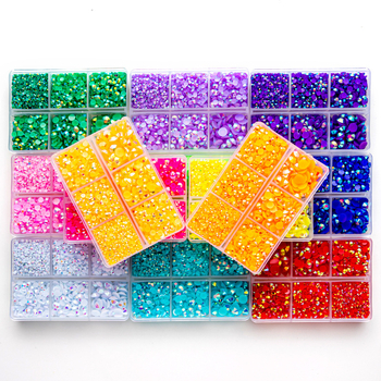 Set od šest dijelova smolnoga jelly vrtaljki za DIY manikuru i ukrašavanje kućišta mobitela, AB smola, višestruke fasete, ravno dno