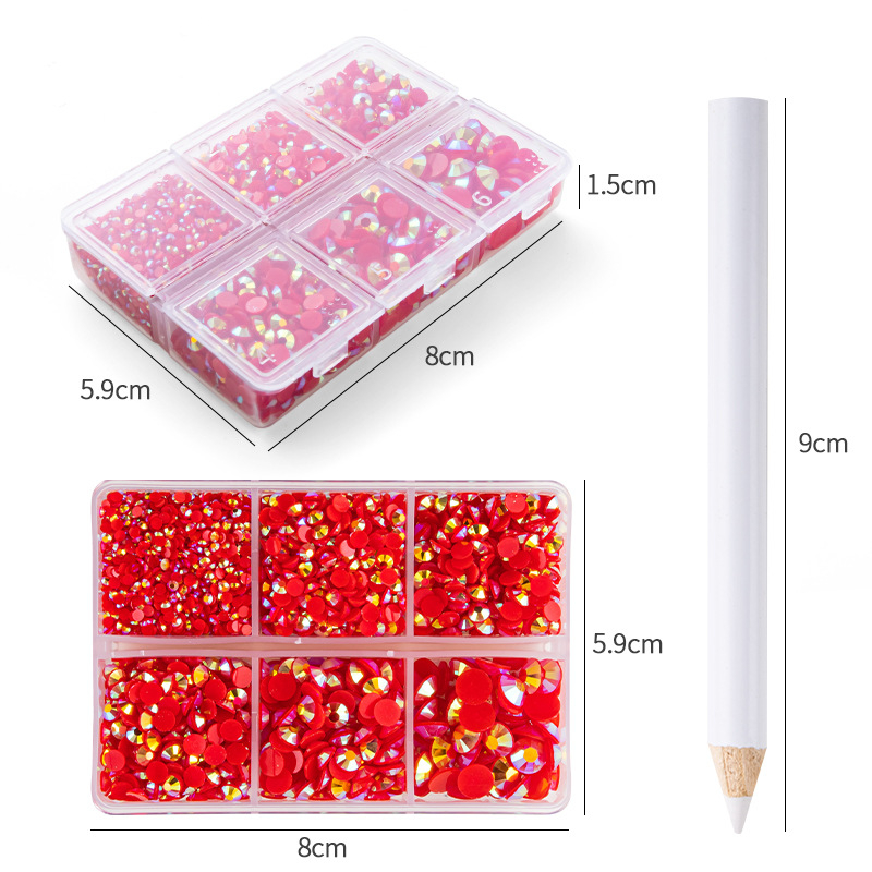 Set od šest dijelova smolnoga jelly vrtaljki za DIY manikuru i ukrašavanje kućišta mobitela, AB smola, višestruke fasete, ravno dno