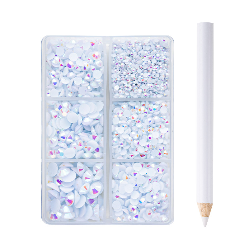 Set od šest dijelova smolnoga jelly vrtaljki za DIY manikuru i ukrašavanje kućišta mobitela, AB smola, višestruke fasete, ravno dno