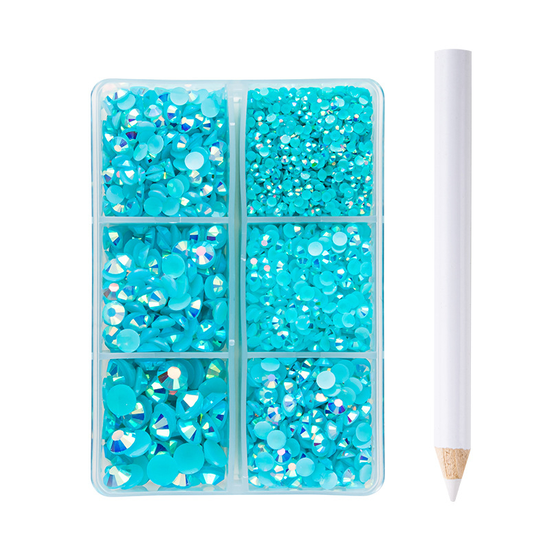 Set od šest dijelova smolnoga jelly vrtaljki za DIY manikuru i ukrašavanje kućišta mobitela, AB smola, višestruke fasete, ravno dno