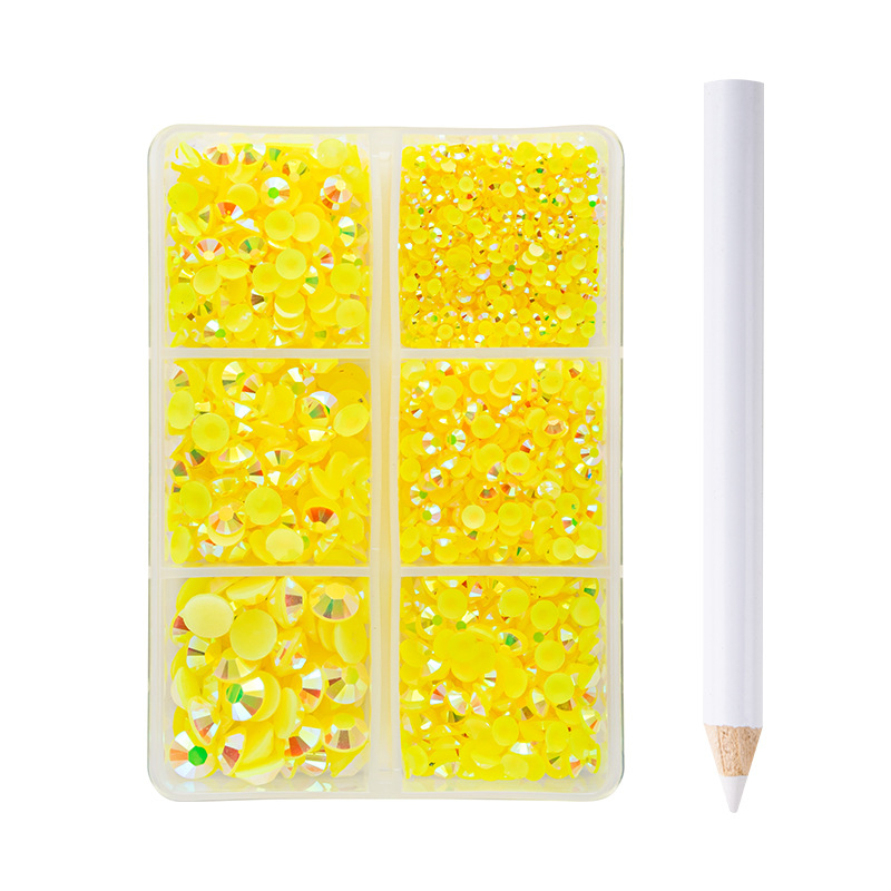Set od šest dijelova smolnoga jelly vrtaljki za DIY manikuru i ukrašavanje kućišta mobitela, AB smola, višestruke fasete, ravno dno