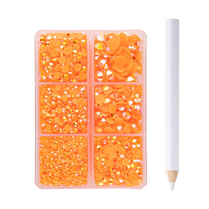 Set od šest dijelova smolnoga jelly vrtaljki za DIY manikuru i ukrašavanje kućišta mobitela, AB smola, višestruke fasete, ravno dno
