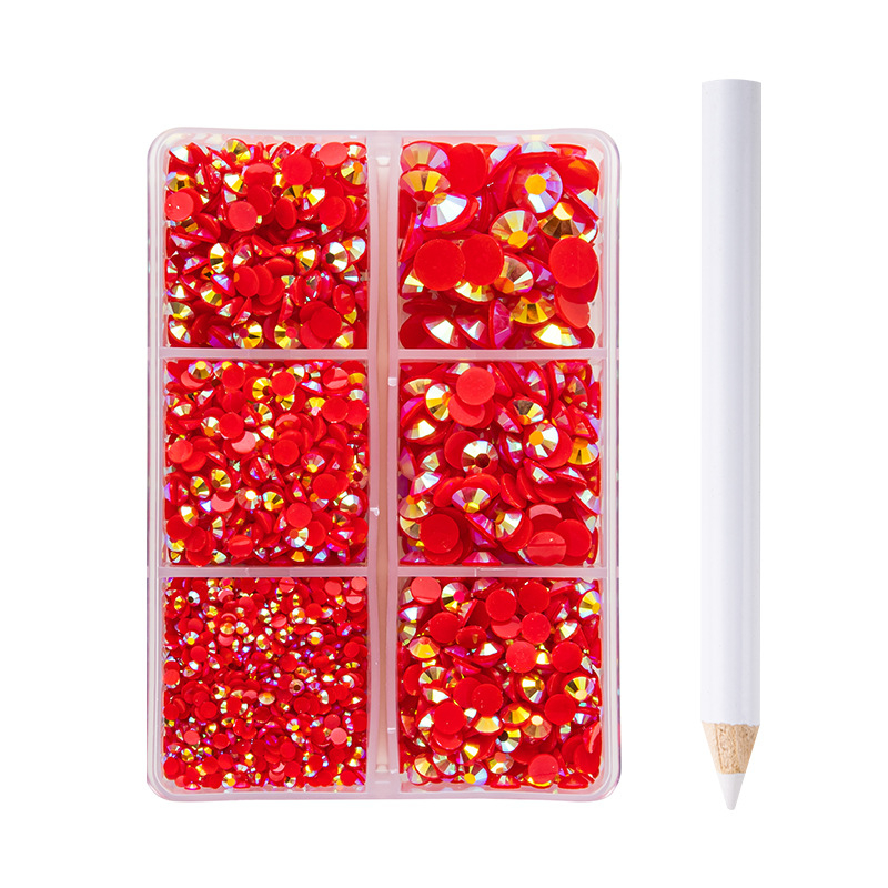 Set od šest dijelova smolnoga jelly vrtaljki za DIY manikuru i ukrašavanje kućišta mobitela, AB smola, višestruke fasete, ravno dno
