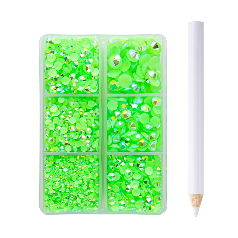 Set od šest dijelova smolnoga jelly vrtaljki za DIY manikuru i ukrašavanje kućišta mobitela, AB smola, višestruke fasete, ravno dno