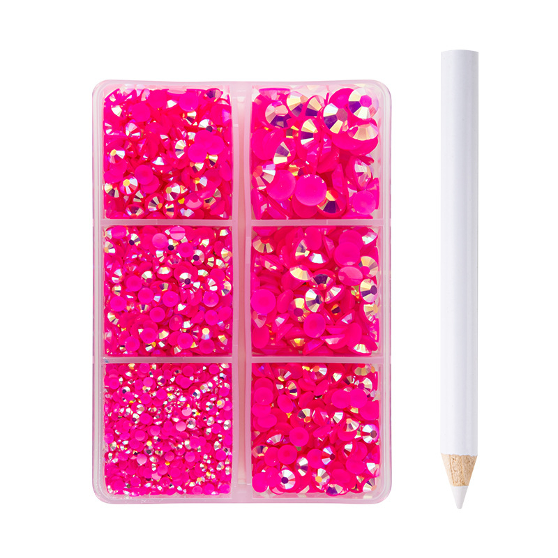Set od šest dijelova smolnoga jelly vrtaljki za DIY manikuru i ukrašavanje kućišta mobitela, AB smola, višestruke fasete, ravno dno
