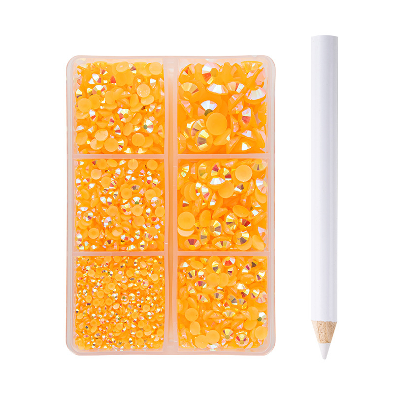 Set od šest dijelova smolnoga jelly vrtaljki za DIY manikuru i ukrašavanje kućišta mobitela, AB smola, višestruke fasete, ravno dno