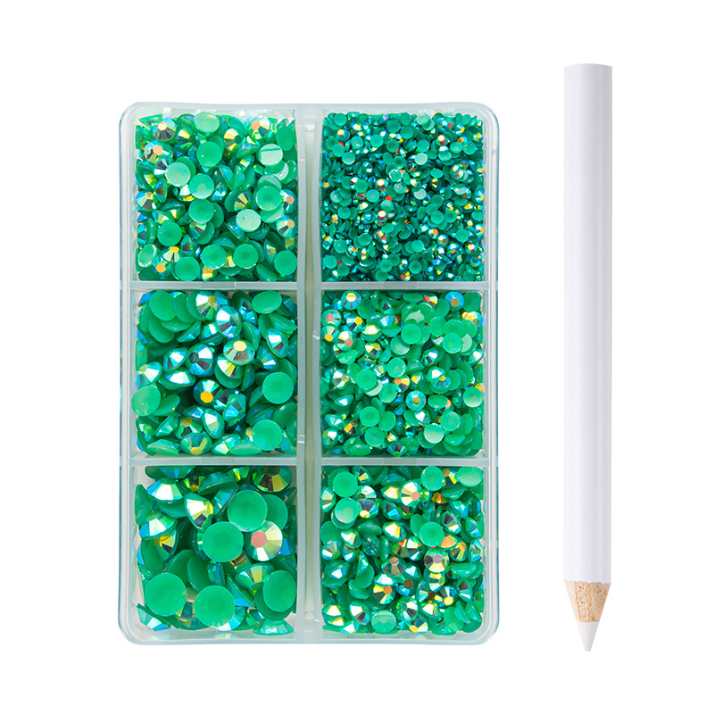 Set od šest dijelova smolnoga jelly vrtaljki za DIY manikuru i ukrašavanje kućišta mobitela, AB smola, višestruke fasete, ravno dno