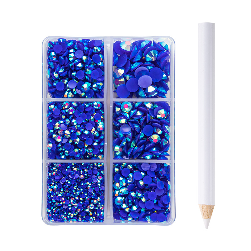 Set od šest dijelova smolnoga jelly vrtaljki za DIY manikuru i ukrašavanje kućišta mobitela, AB smola, višestruke fasete, ravno dno