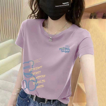 Tricou dama cu mânecă scurtă pentru femei mature, vară, guler rotund, croială lejeră, imprimeu, mâneci în stil prințesă, stil casual
