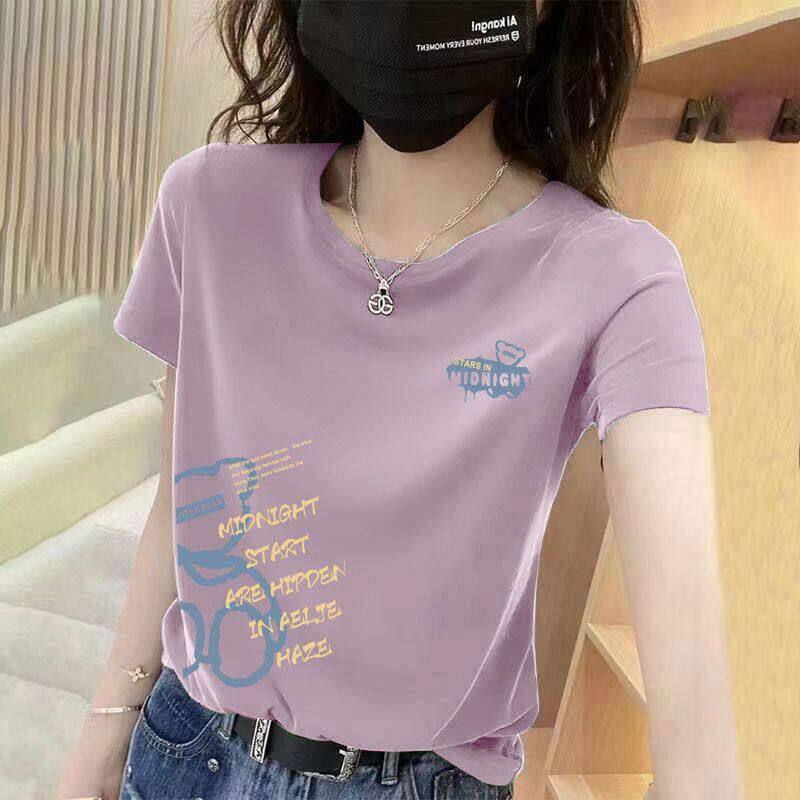 Tricou dama cu mânecă scurtă pentru femei mature, vară, guler rotund, croială lejeră, imprimeu, mâneci în stil prințesă, stil casual
