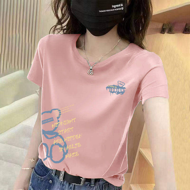 Tricou dama cu mânecă scurtă pentru femei mature, vară, guler rotund, croială lejeră, imprimeu, mâneci în stil prințesă, stil casual