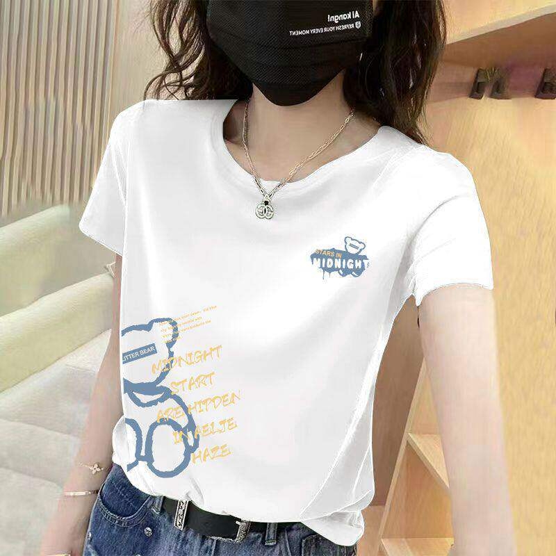 Tricou dama cu mânecă scurtă pentru femei mature, vară, guler rotund, croială lejeră, imprimeu, mâneci în stil prințesă, stil casual