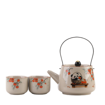 Panda teáskanna fogantyúval, Ru Kiln kerámia, kínai stílus, elegáns magas minőségű teáskanna