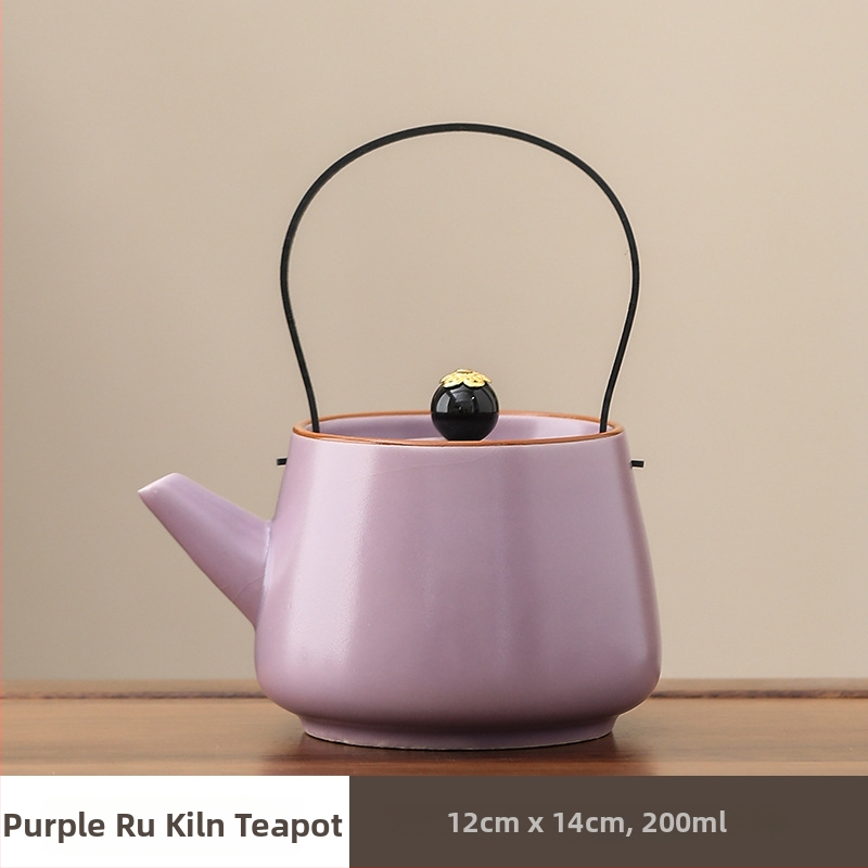 Panda teáskanna fogantyúval, Ru Kiln kerámia, kínai stílus, elegáns magas minőségű teáskanna