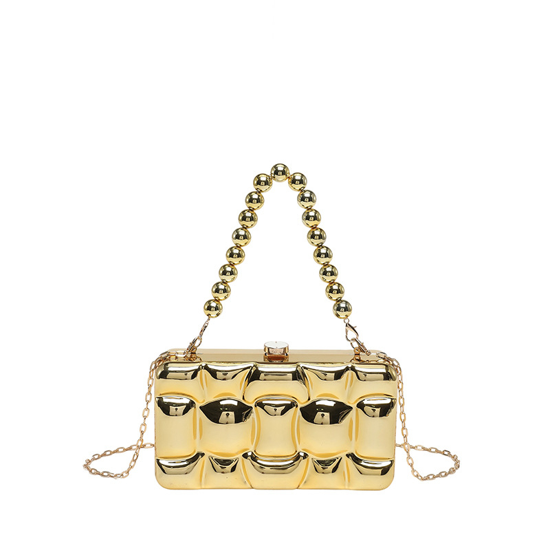 Akril estélyi clutch lánccal, négyszögletes doboz formájú crossbody