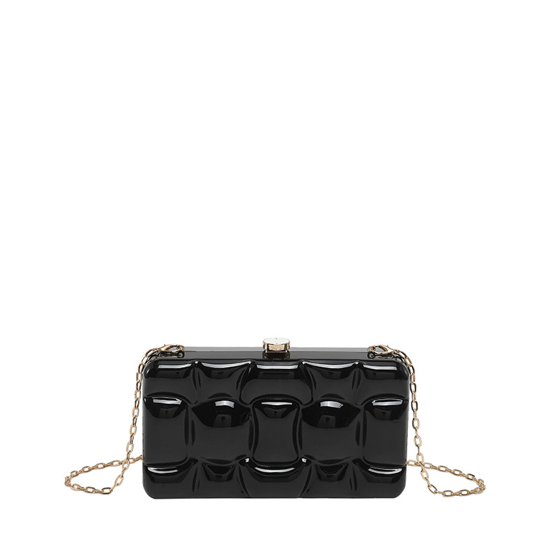 Akril estélyi clutch lánccal, négyszögletes doboz formájú crossbody