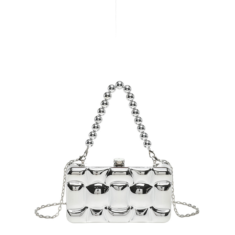 Akril estélyi clutch lánccal, négyszögletes doboz formájú crossbody