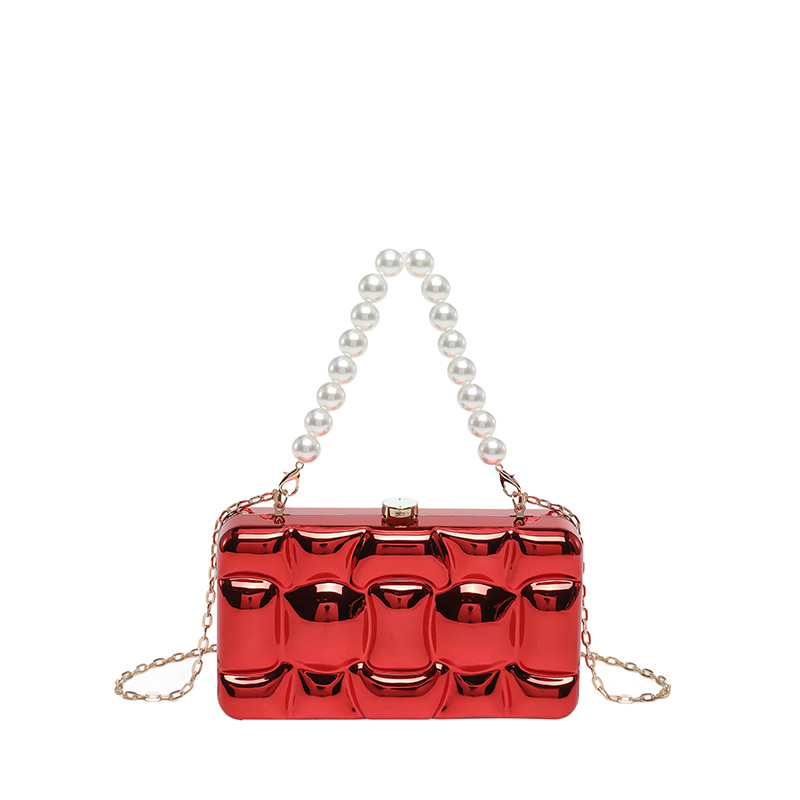 Akril estélyi clutch lánccal, négyszögletes doboz formájú crossbody