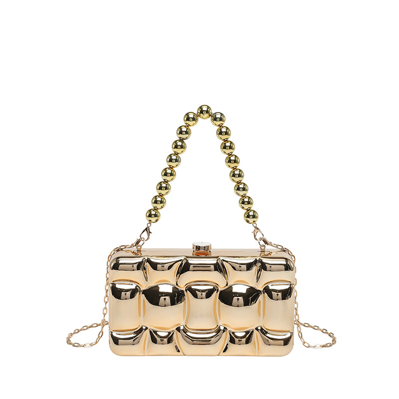 Akril estélyi clutch lánccal, négyszögletes doboz formájú crossbody