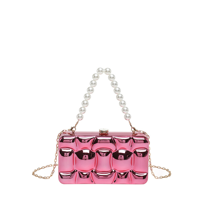Akril estélyi clutch lánccal, négyszögletes doboz formájú crossbody