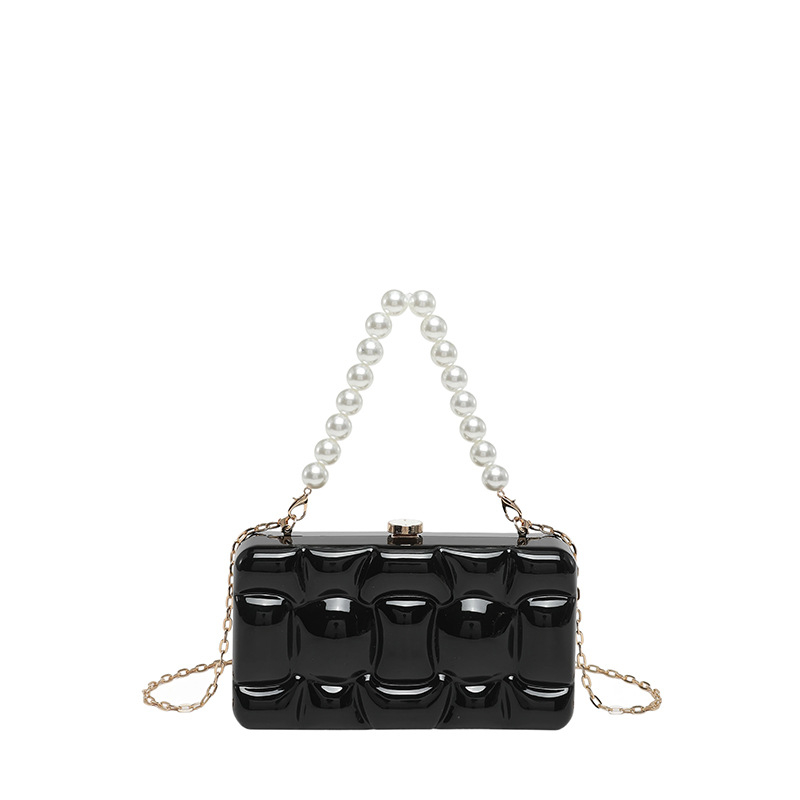Akril estélyi clutch lánccal, négyszögletes doboz formájú crossbody