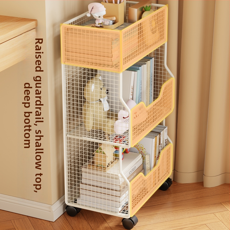 Knižnica pod stôl s viacvrstvovým úložným priestorom, veľká kapacita, organizér na knihy a kancelárske potreby pri stole, multifunkčný vozík s kolieskami