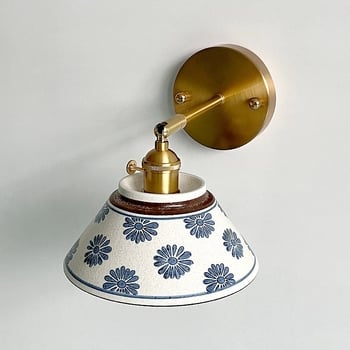 Zidna lampa od keramike s glaziranim završnim slojem, u japanskom stilu, retro dizajn, minimalističko osvjetljenje za spavaću sobu, uz krevet i kut stuba.