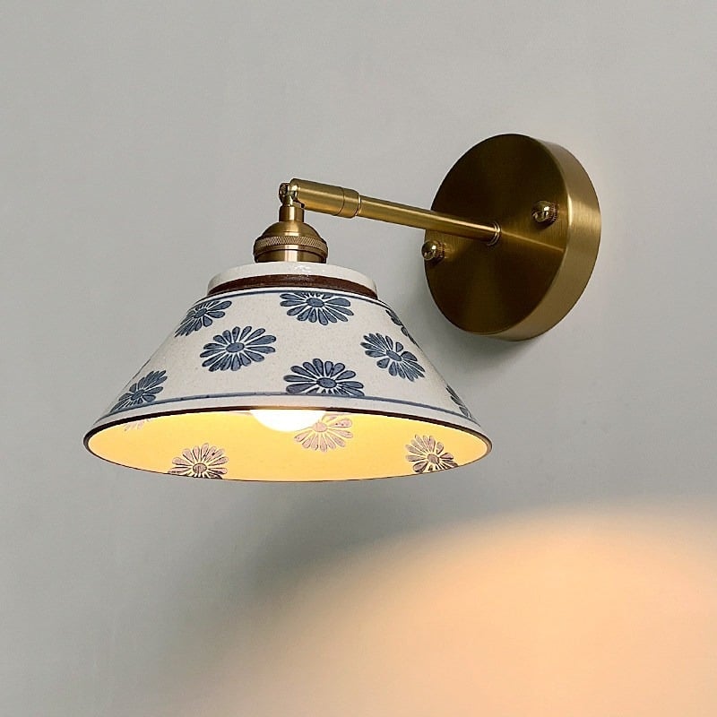 Zidna lampa od keramike s glaziranim završnim slojem, u japanskom stilu, retro dizajn, minimalističko osvjetljenje za spavaću sobu, uz krevet i kut stuba.