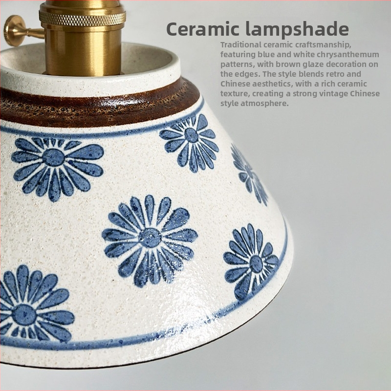 Zidna lampa od keramike s glaziranim završnim slojem, u japanskom stilu, retro dizajn, minimalističko osvjetljenje za spavaću sobu, uz krevet i kut stuba.