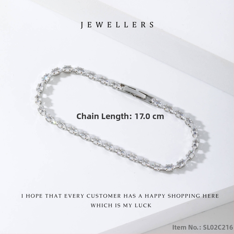 Brățară zirconiu unisex, zirconiu micro pavé, lux ușor, închidere minimalistă