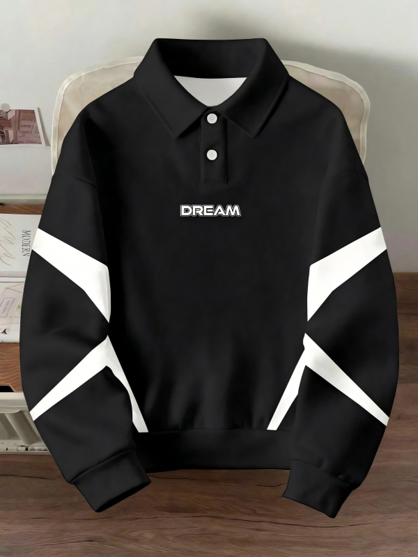 Мъжко поло с дълги ръкави, slim fit, полиестер, дигитален печат, приятно за кожата, есен 2025