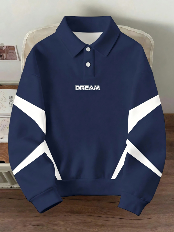 Мъжко поло с дълги ръкави, slim fit, полиестер, дигитален печат, приятно за кожата, есен 2025