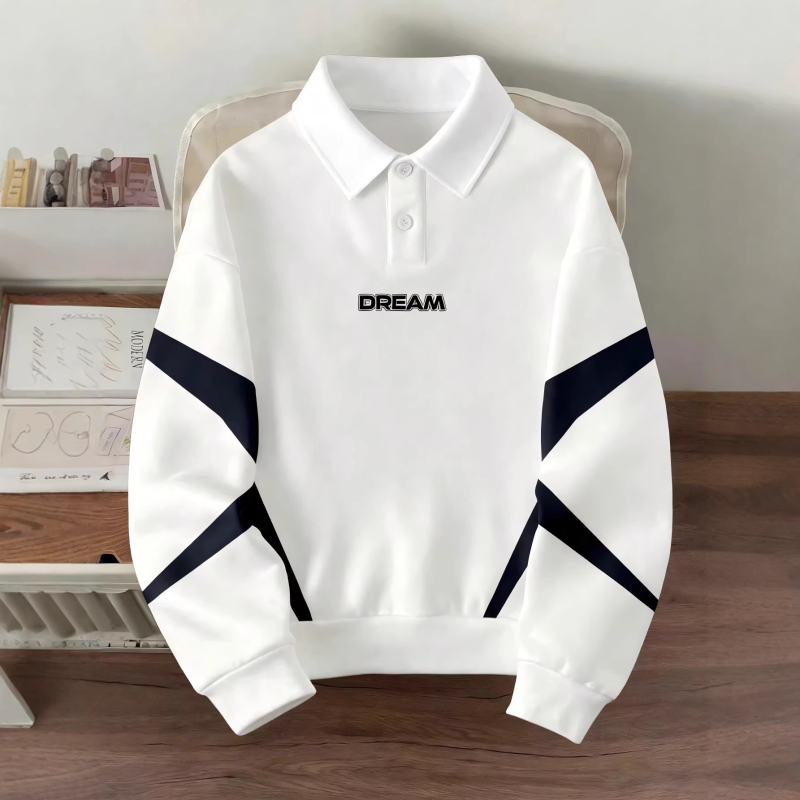 Мъжко поло с дълги ръкави, slim fit, полиестер, дигитален печат, приятно за кожата, есен 2025