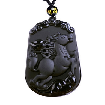 Obsidijan zodijak žad privjesak ogrlica, unisex, 12 znakova