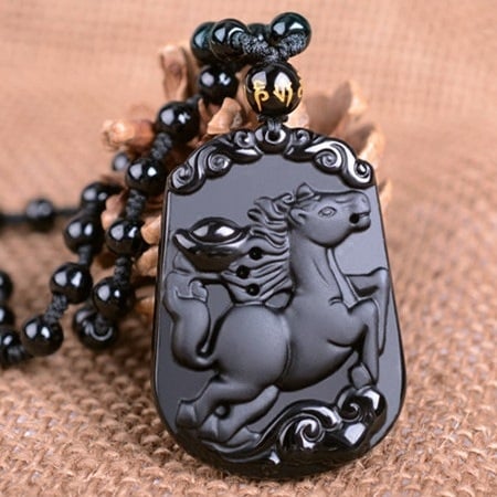 Obsidijan zodijak žad privjesak ogrlica, unisex, 12 znakova