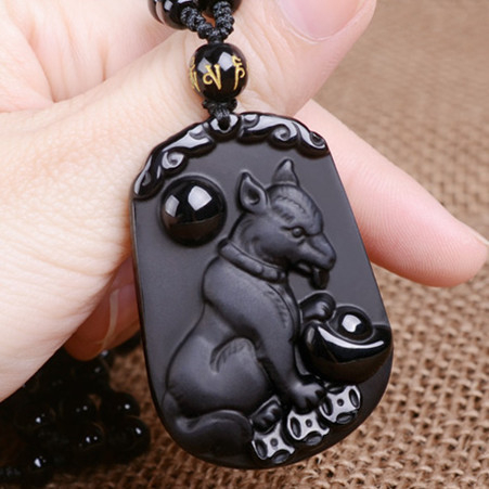 Obsidijan zodijak žad privjesak ogrlica, unisex, 12 znakova