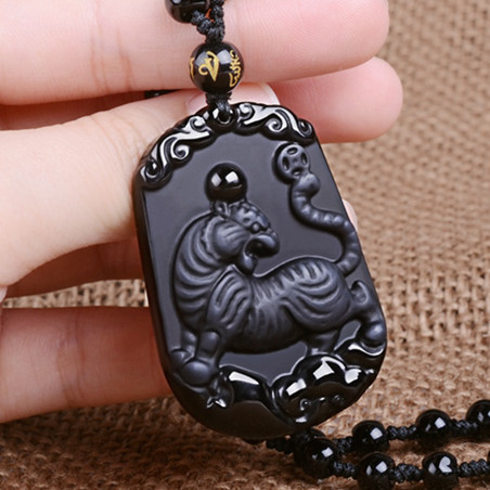 Obsidijan zodijak žad privjesak ogrlica, unisex, 12 znakova
