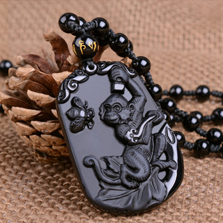 Obsidijan zodijak žad privjesak ogrlica, unisex, 12 znakova