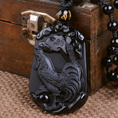 Obsidijan zodijak žad privjesak ogrlica, unisex, 12 znakova
