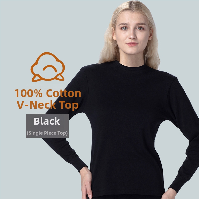 Top de bază feminin din bumbac 100%, croială lejeră, pulover călduros cu guler rotund pentru toamnă și iarnă