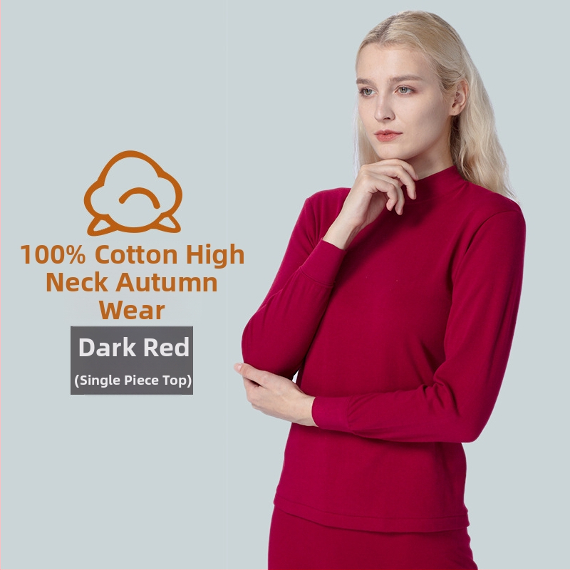 Top de bază feminin din bumbac 100%, croială lejeră, pulover călduros cu guler rotund pentru toamnă și iarnă