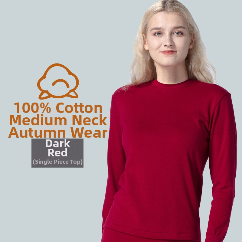 Top de bază feminin din bumbac 100%, croială lejeră, pulover călduros cu guler rotund pentru toamnă și iarnă