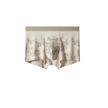 Модал мъжки боксерки, антибактериална вложка в Mulberry Silk, безшевен принт, дишащи и комфортни, голям размер