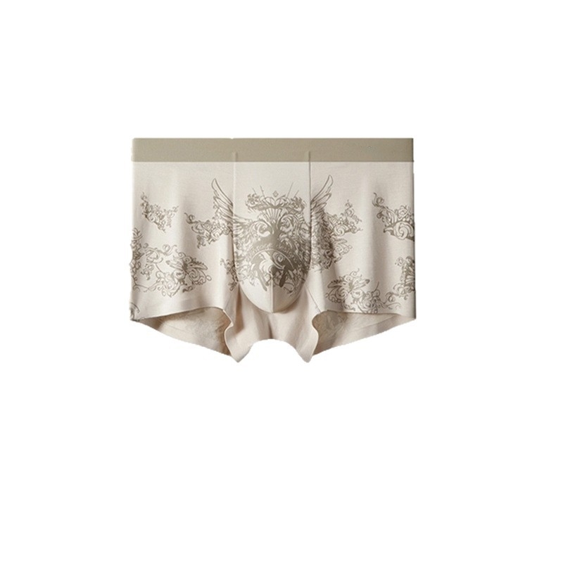 Модал мъжки боксерки, антибактериална вложка в Mulberry Silk, безшевен принт, дишащи и комфортни, голям размер