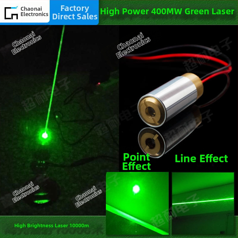 Vysokovýkonný 400 mW zelený čiarový laserový modul s nastaviteľným bodovým lúčom pre priemyselné polohovanie